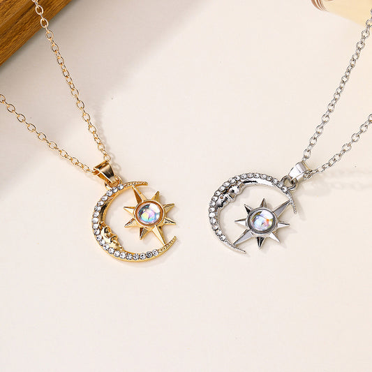 IG Style Star Moon Rhinestones Alloy Zinc alloy Pendant Necklace(with chain)