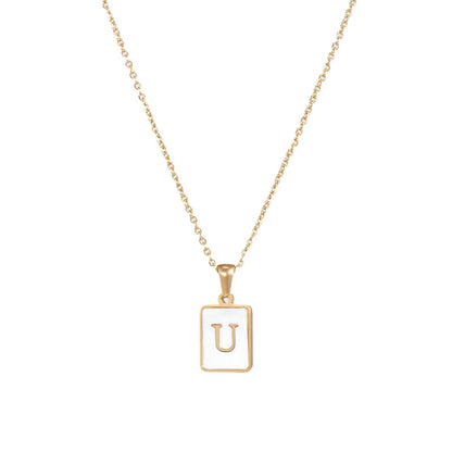 304SS MOP 18K Gold Plated Plating Inlay Pendant Necklace