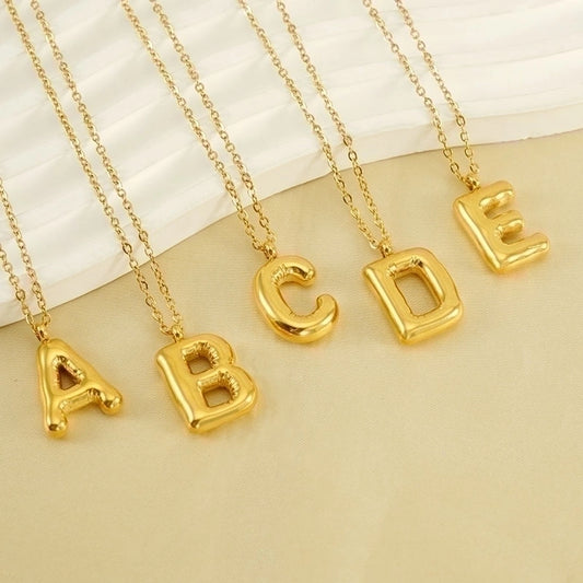 304 Stainless Steel 18K Gold Plated Letter Pendant Necklace