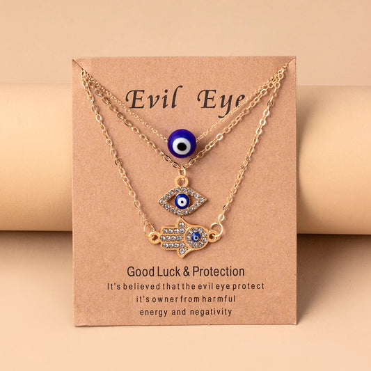 Evil Eye pendants Combo set of 3 with chains