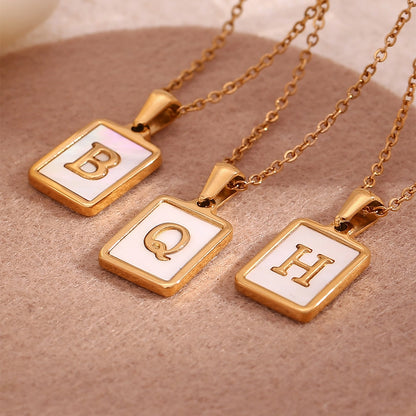 304SS MOP 18K Gold Plated Plating Inlay Pendant Necklace