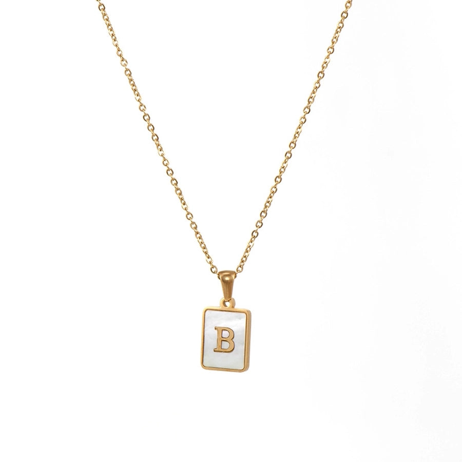 304SS MOP 18K Gold Plated Plating Inlay Pendant Necklace