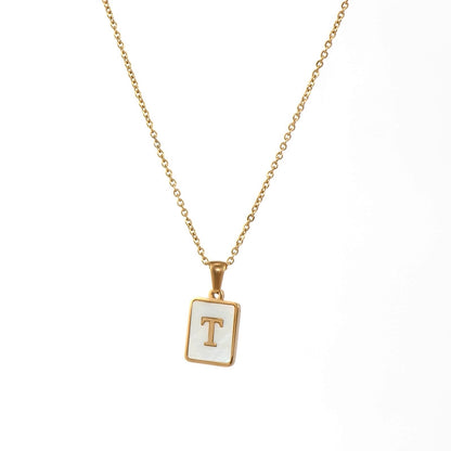 304SS MOP 18K Gold Plated Plating Inlay Pendant Necklace