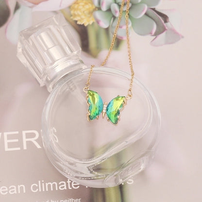 Stainless Steel 18K Gold Plated Elegant Plating Butterfly Glass Necklace