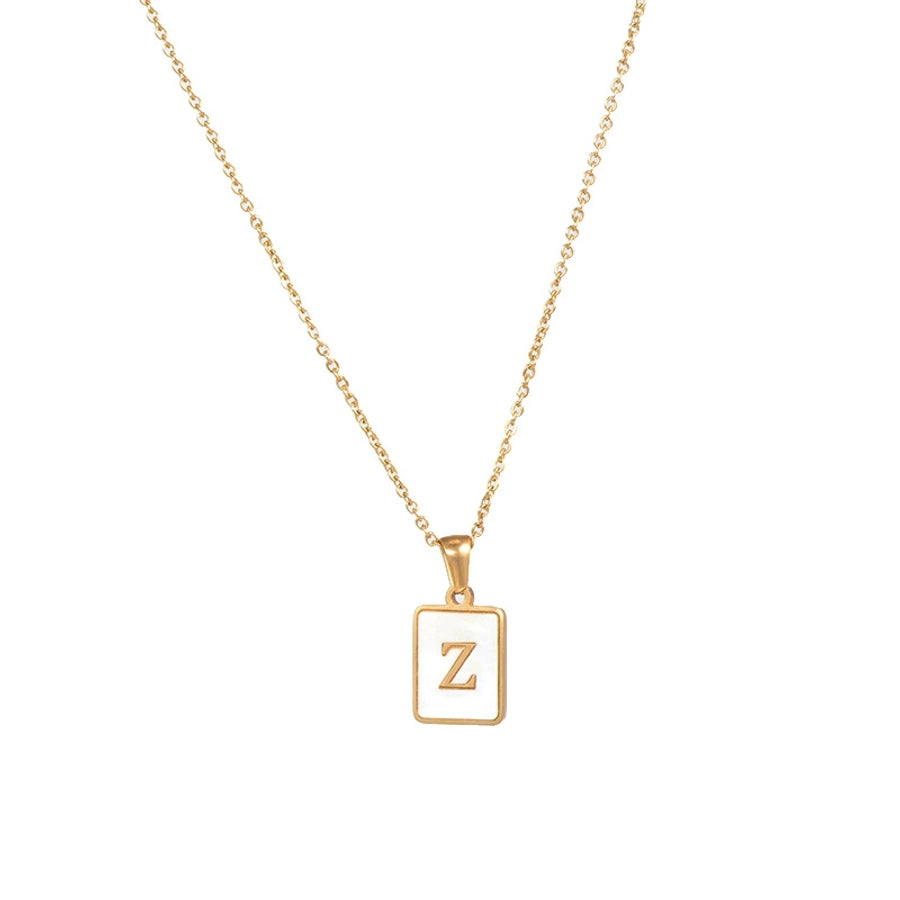 304SS MOP 18K Gold Plated Plating Inlay Pendant Necklace