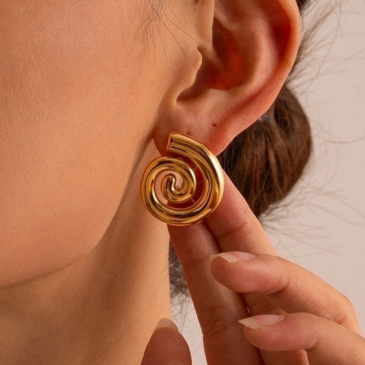 Swirl Solid SS304 18k Gold Plated Earrings