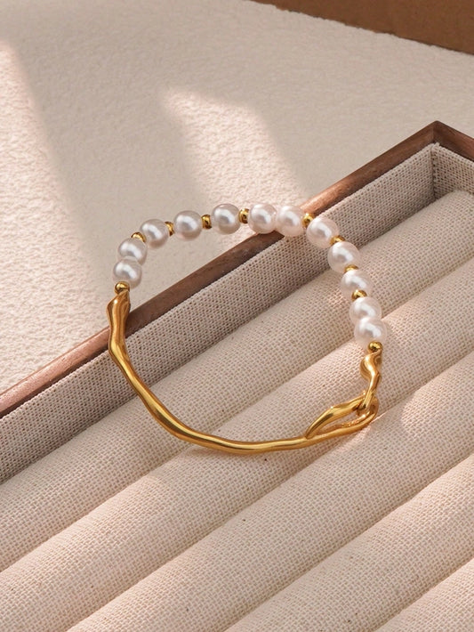 Anaya Pearl 18K SS304 Gold Plated Bracelet