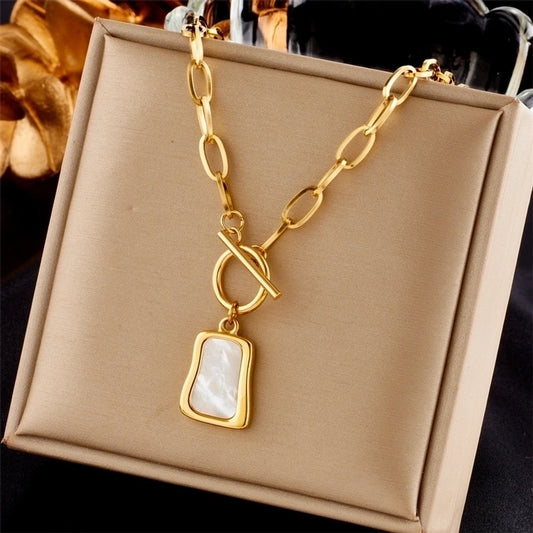 304 Stainless Steel 18K Gold Plated Korean Style Plating Square Necklace