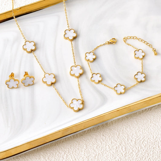 Floral Clover SS304 SS Jewellery sets