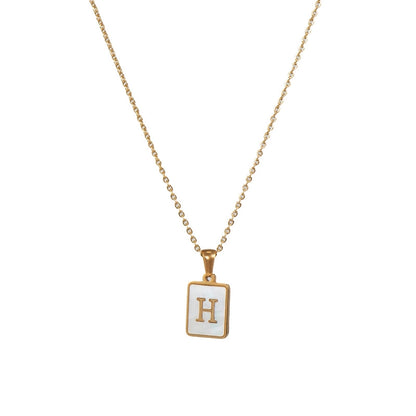 304SS MOP 18K Gold Plated Plating Inlay Pendant Necklace