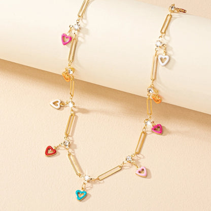 Heart Rhinestone Women Chain with Charms