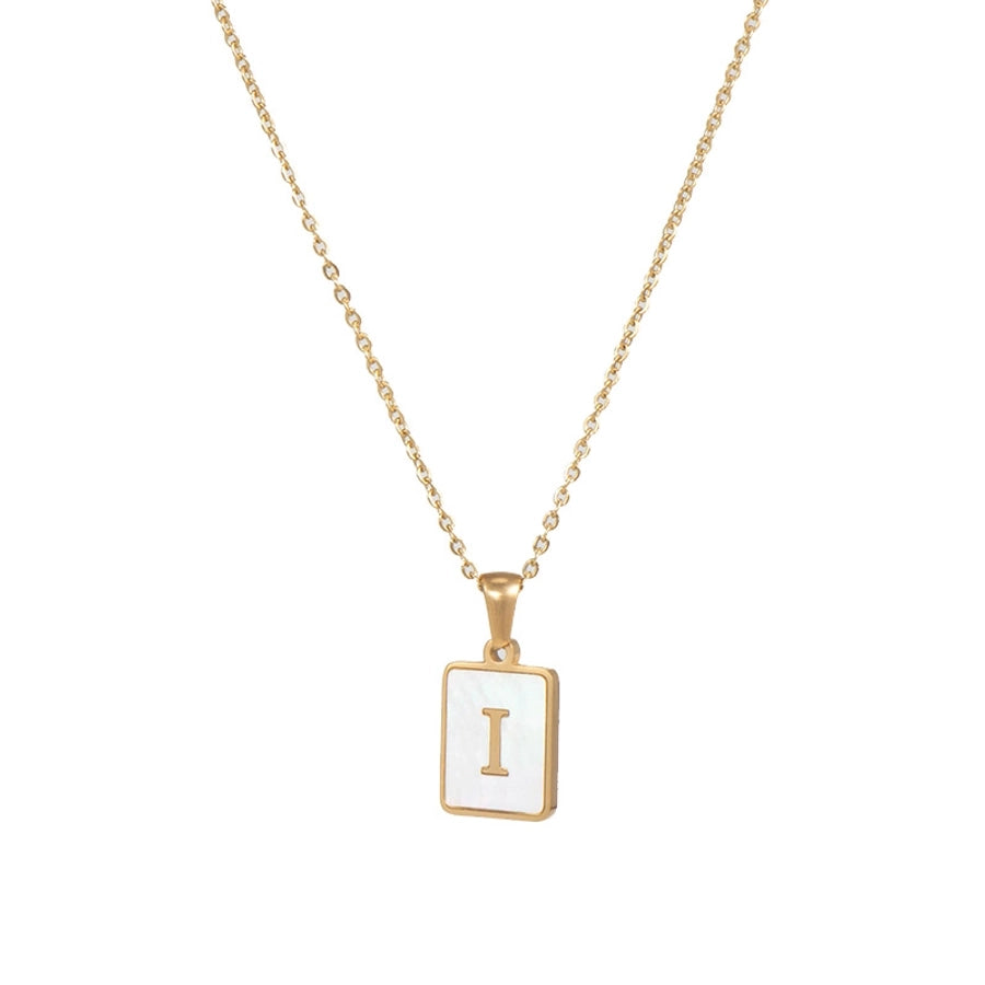 304SS MOP 18K Gold Plated Plating Inlay Pendant Necklace