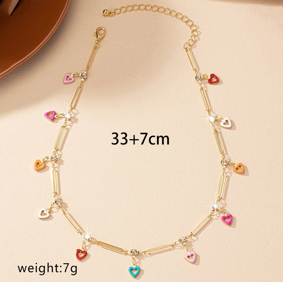 Heart Rhinestone Women Chain with Charms