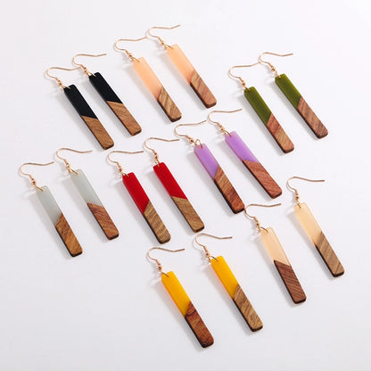 Wood Epoxy Casual Bar Pendant necklace