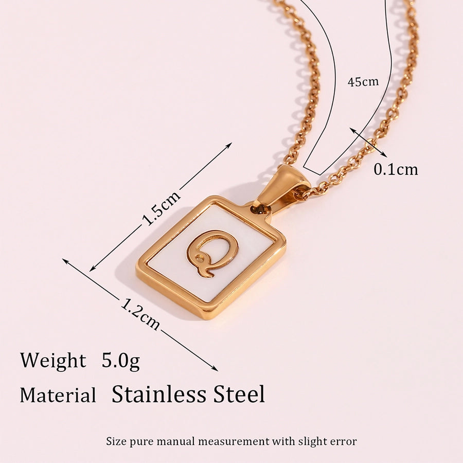 304SS MOP 18K Gold Plated Plating Inlay Pendant Necklace