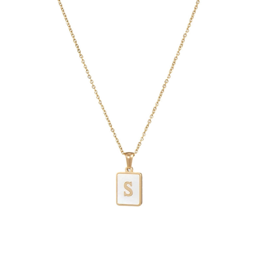 304SS MOP 18K Gold Plated Plating Inlay Pendant Necklace