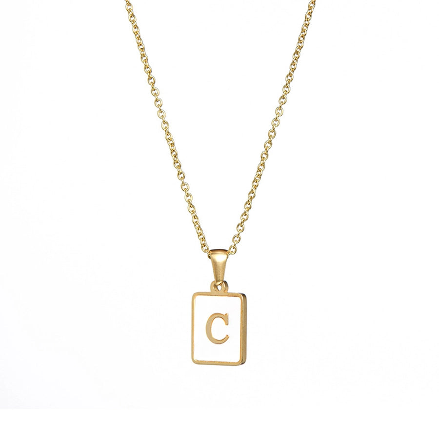 304SS MOP 18K Gold Plated Plating Inlay Pendant Necklace