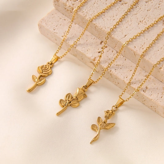 Rossy Vintage Style Rose SS18K Gold Plated Necklace