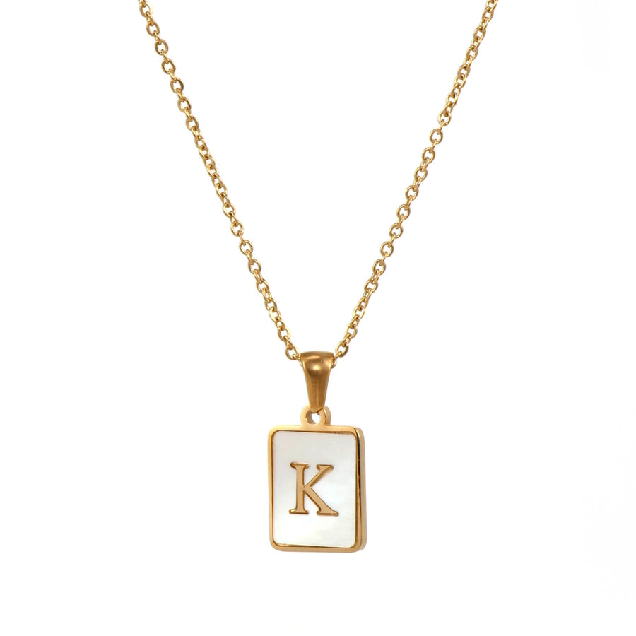 304SS MOP 18K Gold Plated Plating Inlay Pendant Necklace