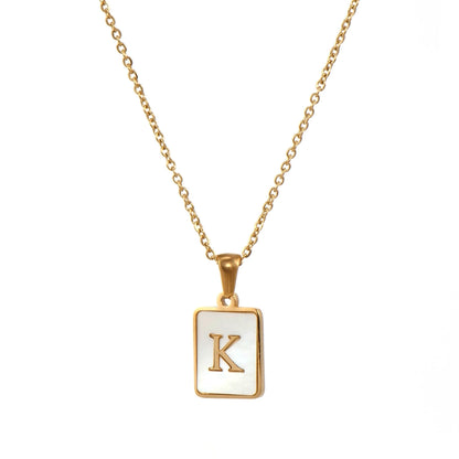 304SS MOP 18K Gold Plated Plating Inlay Pendant Necklace