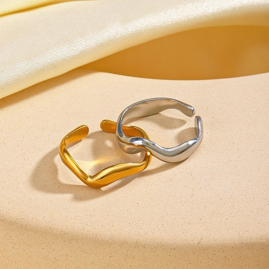 304 Stainless Steel 18K Gold Plated  Irregular Open Rings