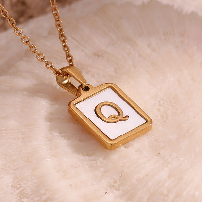 304SS MOP 18K Gold Plated Plating Inlay Pendant Necklace