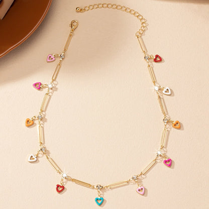 Heart Rhinestone Women Chain with Charms