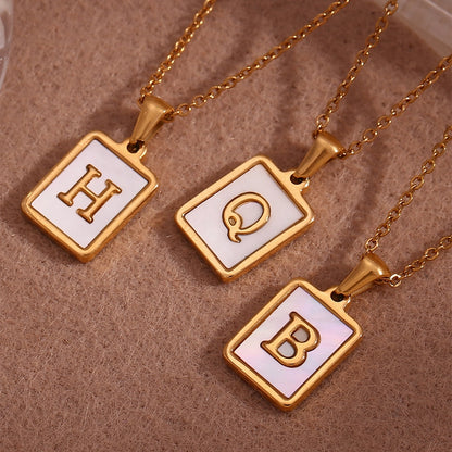 304SS MOP 18K Gold Plated Plating Inlay Pendant Necklace