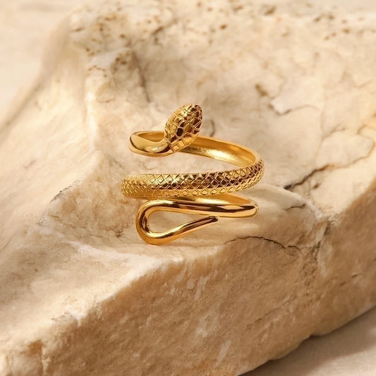 Snake 304 Stainless Steel 18K Gold Plated Plating Open Ring