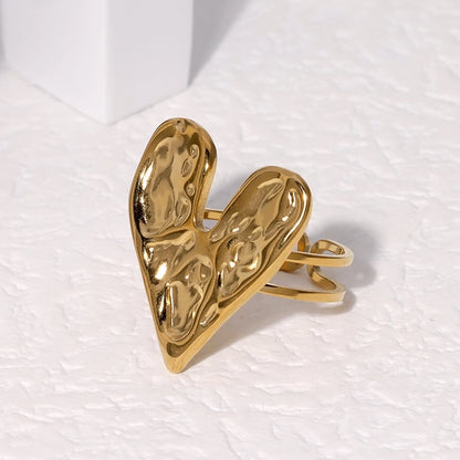 Melted Heart Finger Ring SS304