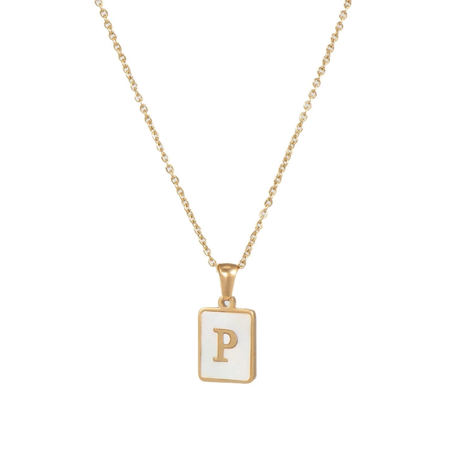 304SS MOP 18K Gold Plated Plating Inlay Pendant Necklace