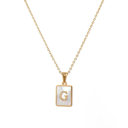 304SS MOP 18K Gold Plated Plating Inlay Pendant Necklace