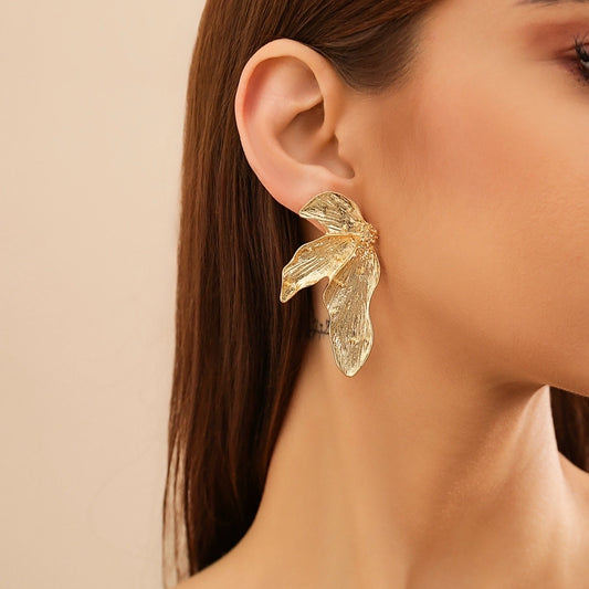 Simple Style Leaf Plating Alloy Earrings