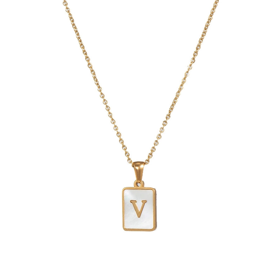 304SS MOP 18K Gold Plated Plating Inlay Pendant Necklace