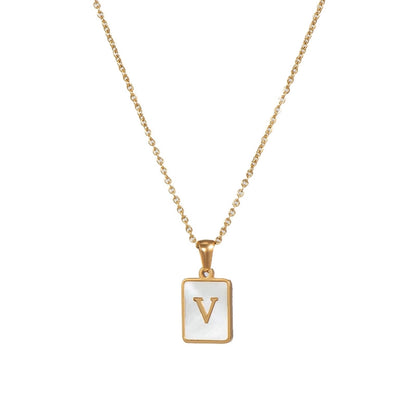 304SS MOP 18K Gold Plated Plating Inlay Pendant Necklace